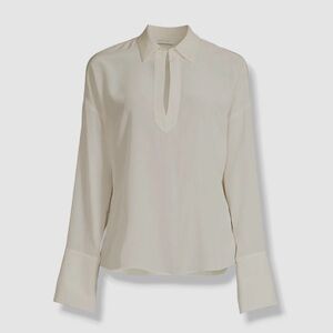 Rebecca Taylor Women's Ivory Essential Silk Long Sleeves Blouse. Size M